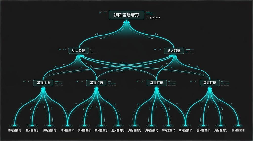英国TikTok达人联盟带货矩阵拓扑图:从满月空白号到垂直打标与电商分销的规模化链路